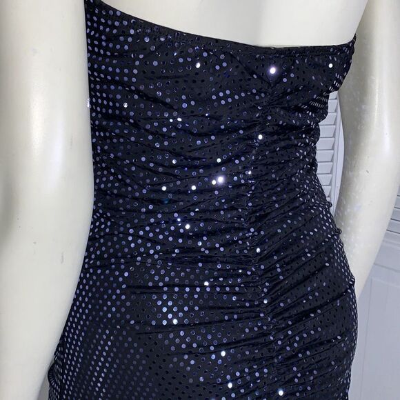 Vintage Taboo Black Stretchy Halter Sequin Dress Size Medium - Picture 11 of 14